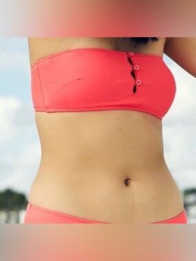 Aerie Pique Bandeau Bikini top Neon Red